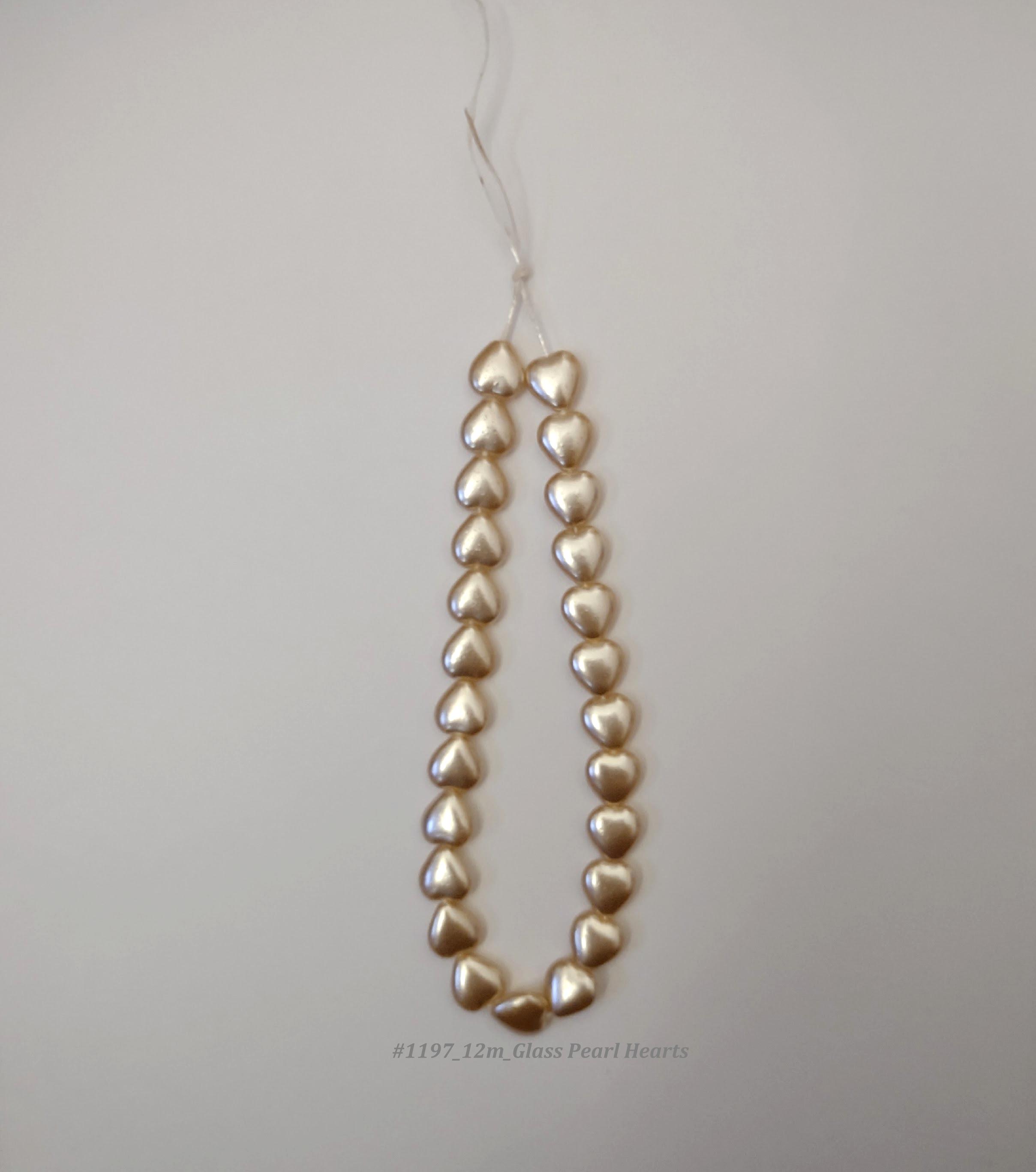 (image for) 12mm Creamy White Glass pearl Heart beads